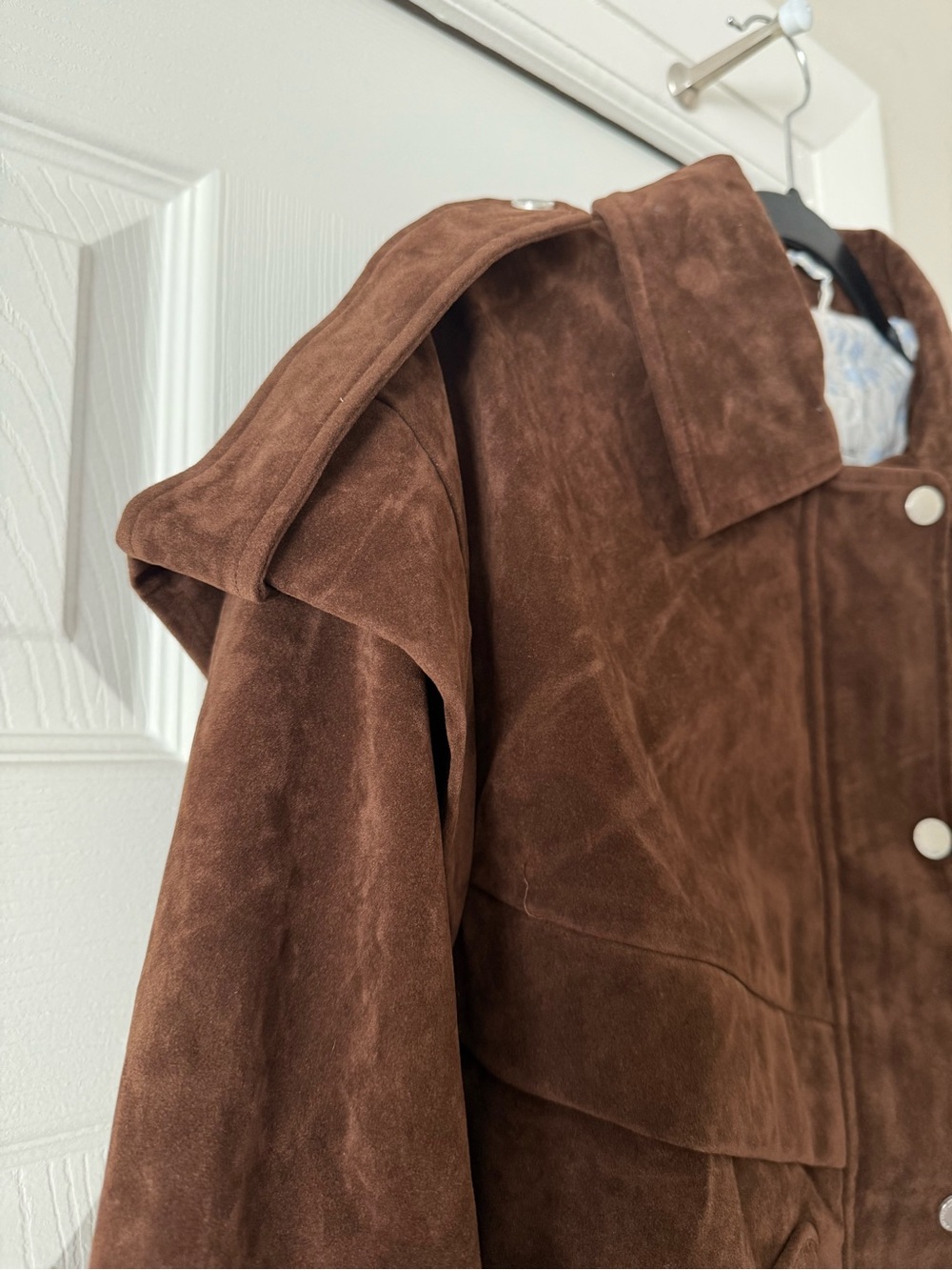 Avec Les Filles Faux Suede Layered Bomber Jacket size Medium Brunette - Picture 5 of 12